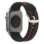 Apple Watch Series 4 44mm EKG-kuvioinen silikoninen kellonauha - Musta / Punainen