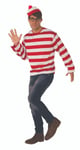 Rubies Wheres Waldo Shirt Glasses Hat Funny Book Adult Halloween Costume 821174