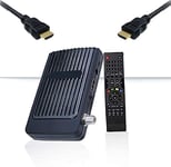 hd-line Mini récepteur Satellite Tevsan 6000 - DVB S/S2 - Full HD - 1080 p - HDMI - 2 Ports USB 2.0 - HDTV - Récepteur Satellite numérique - Noir, Uniquement pour Les chaînes allemandes