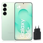 Samsung Galaxy S25+, Smartphone Android 5G avec Galaxy AI, 256 Go, Chargeur secteur rapide 25W inclus, Smartphone déverrouillé, Vert d’eau, Version FR