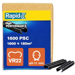 Rapid VR22 - Agrafes à Grillage en Acier Galvanisé & Revêtement PET Noir, Compatible avec le Fil de Tension 5-11 mm, Idéal pour Sécuriser Cages & Clôtures, 1600 Pièces, Emballage Boîte (40017338)