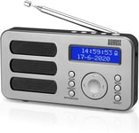 Radio Portable Rechargeable FM Dab RNT - MB225 ¿ Petite Radio Numérique Stéréo Portative Digitale avec Batterie Alarme Poste 40 Présélections et Prise écouteurs (Argent)