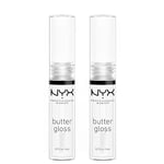 NYX Professional Makeup Butter Gloss, Non-Sticky Lip Gloss, For Supple & Kissable LIps, High Shine Finish, Colour: Clear, Duo Pack