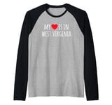 MY HEART IS IN WEST VIRGINIA Cute American State Raglan Baseball Tee