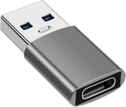 Adaptateur USB vers USB C, Adaptateur USB C Femelle vers USB 3.1 Mâle, Adaptateur USB C vers USB A Compatible avec iPhone 11 12 13 14 Pro Max, Samsung Galaxy S22 S21 S20, MacBook, PC (Gris)