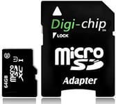 Carte mémoire Micro-SD de Classe 10-64 Go - pour Les Smartphones Huawei 7X, 7C, 7A, Huawei P Smart, Honor 9 Lite, Huawei Y9, Huawei Y6, Y7 Prime