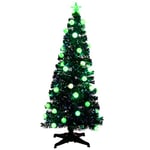 WeRChristmas 5 ft Pre-Lit Fibre Optic Christmas Tree with Flashing LED Ball Lights, Green