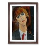 Big Box Art Madame Kisling by Amedeo Modigliani Framed Wall Art Picture Print Ready to Hang, Walnut A2 (62 x 45 cm)