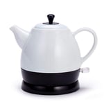 Electric Ceramic Cordless White Kettle Teapot - Retro 1l Jug, 1350w Boils Water Fast for Tea, Coffee, Soup, Oatmeal - Removable Base, Boil Dry Protection,Gray (Color : White)