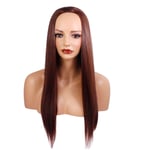 Ladies 3/4 Half Wig Dark Auburn Straight 22" Heat Resistant Synthetic Hair