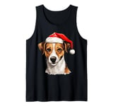 Jack Russel Terrier Dog Breed with a Christmas Hat Tank Top