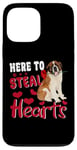 iPhone 13 Pro Max Here To Steal Hearts Funny St Bernard Dog Valentines Day Case