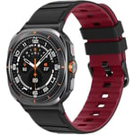 Tasikar Compatible avec Bracelet Samsung Galaxy Watch Ultra 47mm Bracelet Sport Silicone pour Galaxy Watch Ultra 47mm Femmes Hommes, Noir Rouge