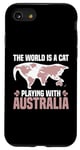 Coque pour iPhone SE (2020) / 7 / 8 Le monde est un chat qui joue avec l'Australie World Map Traveler