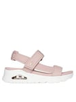 Skechers Uno T-Strap Debossed Adjustable Sling Back Sandals - Rose