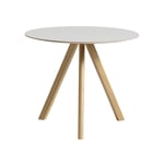 HAY - CPH20 2.0 Table Lacquered Oak Frame Ø90 X H74  Off-White Linoleum Tabletop Lacquered Edge - Matbord - Ronan & Erwan Bouroullec - Vit - Trä