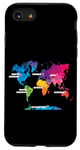 Coque pour iPhone SE (2020) / 7 / 8 Carte Colorée Terre Pays Continent Géographie Carte Du Monde