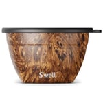 S'well Saladier set, design bois de teck, 1.9L - Boîte à salade avec récipient à condiments et plateau amovible - Anti-fuite et lavable au lave-vaisselle