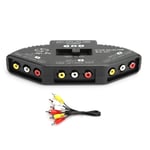 3 In 1 Out Video Splitter Black Switch Selector With AV Cable For Set