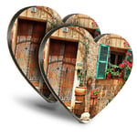 2x Heart MDF Coasters - Charming Old House Spain  #44556