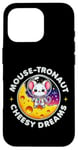 Coque pour iPhone 16 Pro Souris Astronaute Cheesy Dreams Cute Kawaii Moon Space Graphic