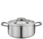 Spring Gourmet Casserole multicouche avec couvercle en acier inoxydable, passe au four, avec graduation intérieure, diamètre 20 cm, hauteur 9 cm, 2,7 l, noire