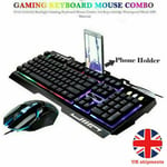 LED Wired Gaming Keyboard Gamer And Mouse Set Combo RGB Backlight For PC Laptop