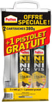 Ni Clou Ni Vis | Fix Idéal Bois, colle de fixation surpuissante, colle rapide qui permet une prise instantanée, colle blanche, lot de 2 cartouches 380 g + 1 pistolet extrudeur