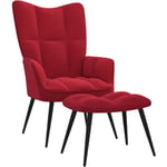 Vidaxl - Chaise de relaxation avec tabouret Rouge bordeaux Velours Rouge bordeaux