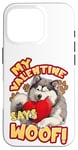 Coque pour iPhone 16 Pro Ma Saint-Valentin dit « Woof » ! Mon chien est ma Saint-Valentin