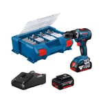 Perceuse visseuse 18V gsr 18V-55 + 2 batteries 4Ah + chargeur + coffret l-case Pick & Click Bosch 06019H5209