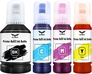 Kit De Recharge D'Encre Universelle Pour Imprimantes Ciss Et Cartouches D'Encre Compatibles Avec Canon, Brother, Dell, , Lexmark Kodak Xerox - Bk 140 Ml, C M Y 70 Ml Chacune