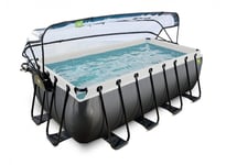 Piscine tubulaire Black Leather rectangulaire 4,00 x 2,00 x 1,22 m avec dôme - Exit Toys