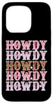 Coque pour iPhone 15 Pro Howdy Cowgirl Chemise de cowgirl pour homme et femme Motif léopard rétro