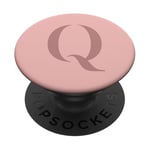 Lettre Q Monogramme Nom Initiale Q Rose Marron Cadeau pour elle PopSockets PopGrip Adhésif