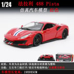 1: 24 Bimein Tehdas Farah-Automalli Rafah-Simulaatiometalliseosautomalli Automalli Heiluri_Ferrari 488 Pista Red 26026