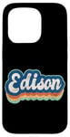 Coque pour iPhone 15 Pro Edison Prénom Garçon Style Vintage Années 70 80 Personnalisé