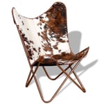 Fauteuil salon,Chaise de salon papillon Marron - VIDAXL - et - VIDAXL - Blanc cuir de vache ,74x66x90 cm CC3422653