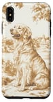 Coque pour iPhone XS Max Charmante toile de jouy beige golden retriever