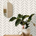 Chevron Painterly Stripes Brush Marks Taupe & Cream 13041 Holden Wallpaper