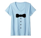 Womens Tuxedo Fancy Suit With Bowtie Bow-tie Men Women Tshirt Tee. V-Neck T-Shirt