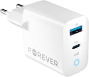 Forever Chargeur Rapide Gan Pd Qc 1 X Usb, 1 X Usb-C 45 W Pour Tout Téléphone Portable Iphone Xiaomi Huawei Motorola Samsung 3a Haute Qualité Smartphone, Cigarette Électrique, Montre Intelligente,