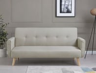 Canapé scandinave convertible 3 places tissu beige BERLIN