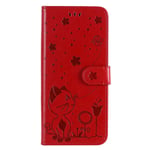FANFO® Phone Case for Xiaomi Poco X3 Pro/Xiaomi Poco X3 NFC, Flip Leather Shockproof PU/TPU Magnetic Wallet with Card Slots Stand Scratchproof Cover, Red