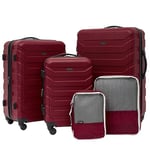 Wrangler Miami Ensemble de valises et Cubes à Bagages, Rouge, 5 Piece Set