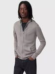 AllSaints Mode Merino Wool Zip Hoodie, Brown Mid