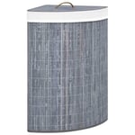 Bamboo Corner Laundry Wash Bin Basket 60L Washing Clothes Storage Hamper W/Lid