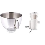 KitchenAid 5K45SBWH Polished Stainless Steel Bowl, 4.28 Litre (Optional Accessory for KitchenAid Stand Mixers) with 5KSMSFTA Sifter and Scale Attachment for Stand Mixer