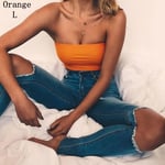 Women Strapless Bra Tube Crop Top Yoga Vest Orange L