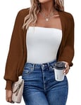 Hotouch Bolero Femme Boléros Tricot Gilet Mariage Chic et Elegant Veste Courte Longues Boléros Marron L